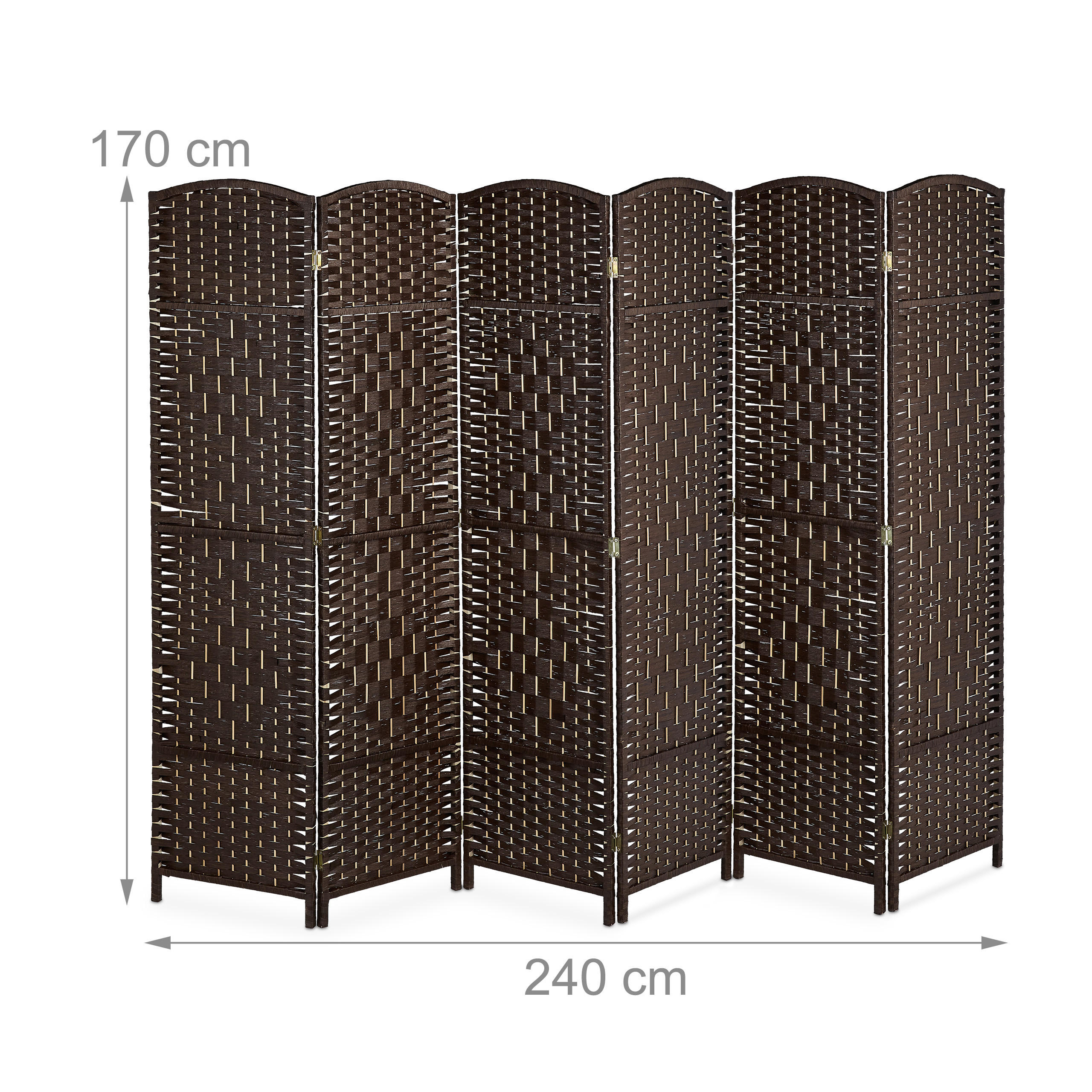 Thumbnail - Relaxdays Paravent, Braun, Papier, Holz, 240x170x2 cm, Wohnzimmer, Raumteiler & Paravents, Paravents