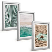 BILDER SET 3er Set - 20x30 cm Silberner Rahmen - Urlaubsblick Strand Meer - Silberfarben, Kunststoff (20/30cm) - TULUP