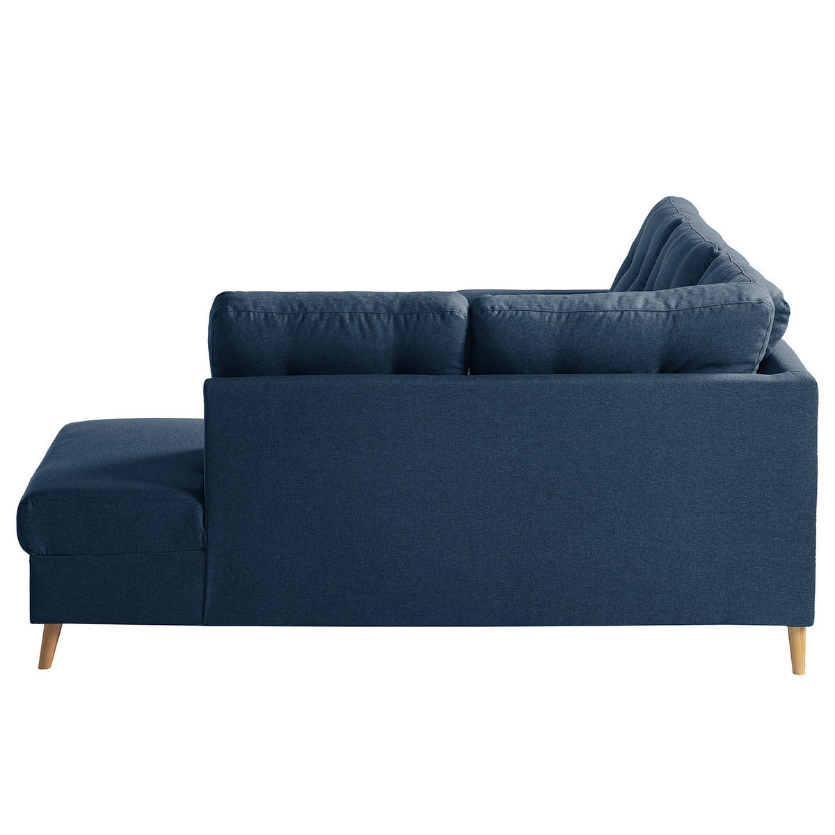 ECKSOFA mit Ottomane - Webstoff - Hellbraun/Blau, Holz/Textil (230/200cm) - home24