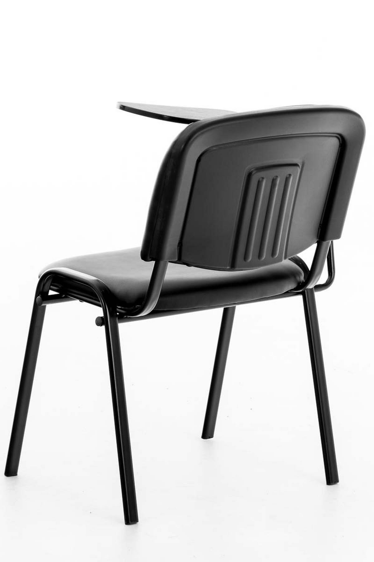 BESUCHERSTUHL Keen mit Klapptisch, Kunstleder mit Gestell Schwarz / Bezug Schwarz - Schwarz, Textil/Metall (53/81/53cm) - TPFLiving