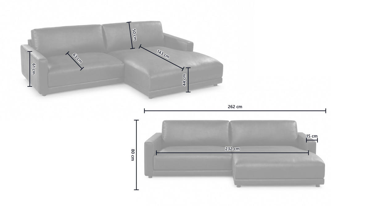 ECKSOFA MARLIN Schwarz Lederfaserstoff - Schwarz, Leder/Kunststoff (168/262cm) - KAWOLA