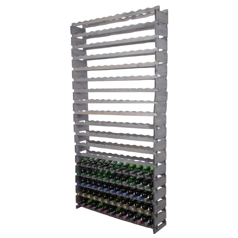 WEINREGAL VINOTECA FLEX PRO HxBxT 247x123x28cm 216 Flaschen auf 18 Ebenen Grau - Grau, Holz (123/247/28cm) - PROREGAL