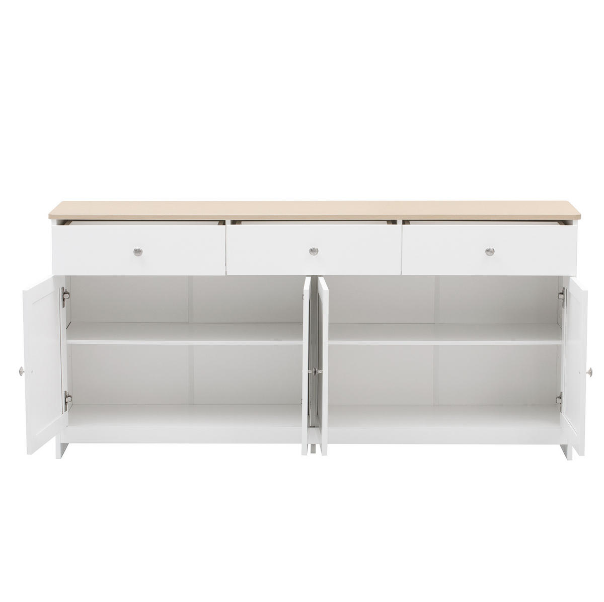 SIDEBOARD 160/37/75 cm mit 4 Türen & 3 Schubladen im Landhausstil - Weiß, Holzwerkstoff (160/75/37cm) - BEAOK