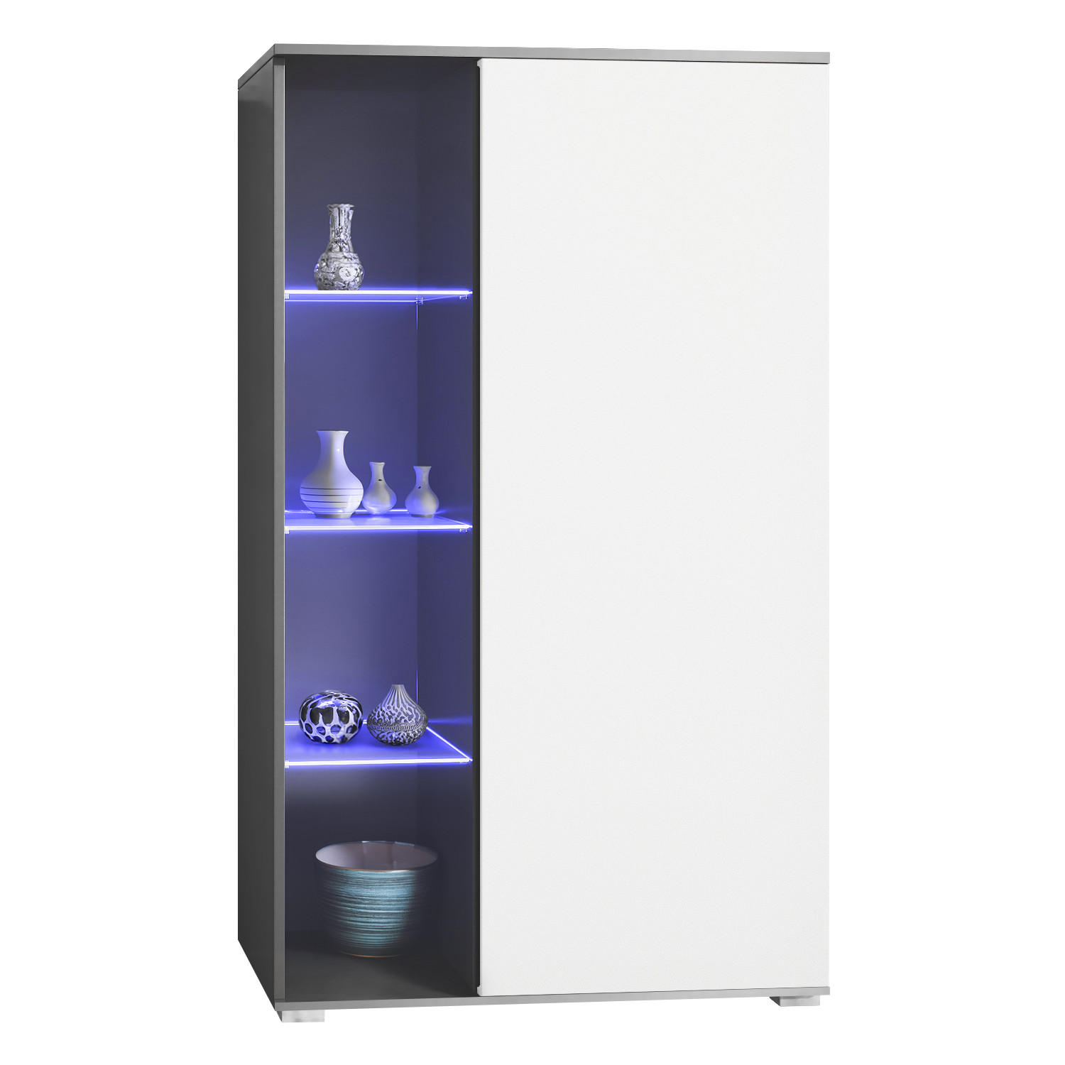 VITRINE Davos Weiß matt - Weiß, Holzwerkstoff (71.5/134/35cm) - Vladon