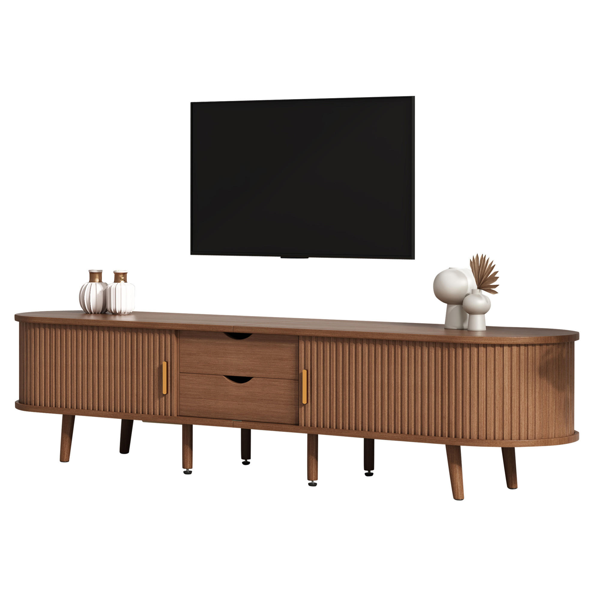 TV-LOWBOARD mit 2 Schubladen 175 x 40 x 42 cm Walnuss MDF - Braun, Holzwerkstoff (40/42/175cm) - Beauniv