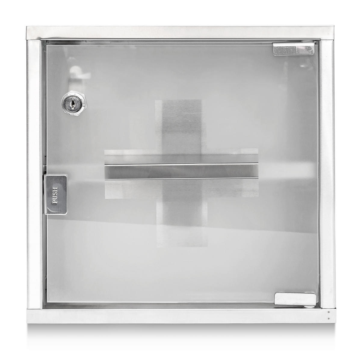 MEDIZINSCHRANK - Silberfarben, Glas/Metall (30/30/12cm) - Relaxdays