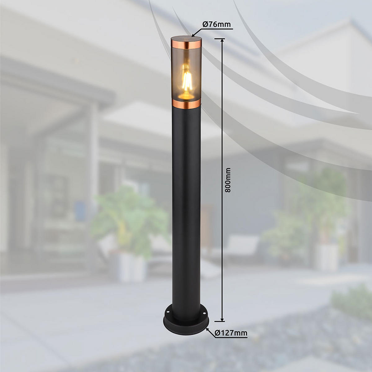 LED STEHLEUCHTE Edelstahl Schwarz 2er Set - Schwarz, Metall (12.7/12.7/80cm) - Globo Lighting