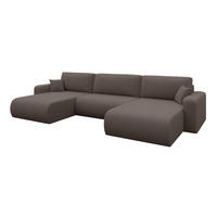 SEDACÍ SOUPRAVA DO U s funkcí spaní a úložným prostorem BERY-U 377x193x88 hnědá bouclé - černá/hnědá, kompozitní dřevo/textil (377/88/193cm) - ALTDECOR