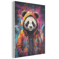 AKUSTIKBILD Panda - Jacke - Graffiti - Orange Kunstdruck Schlafzimmer 50x70 cm - Orange, Kunststoff (50/70/0.9cm) - MuchoWow