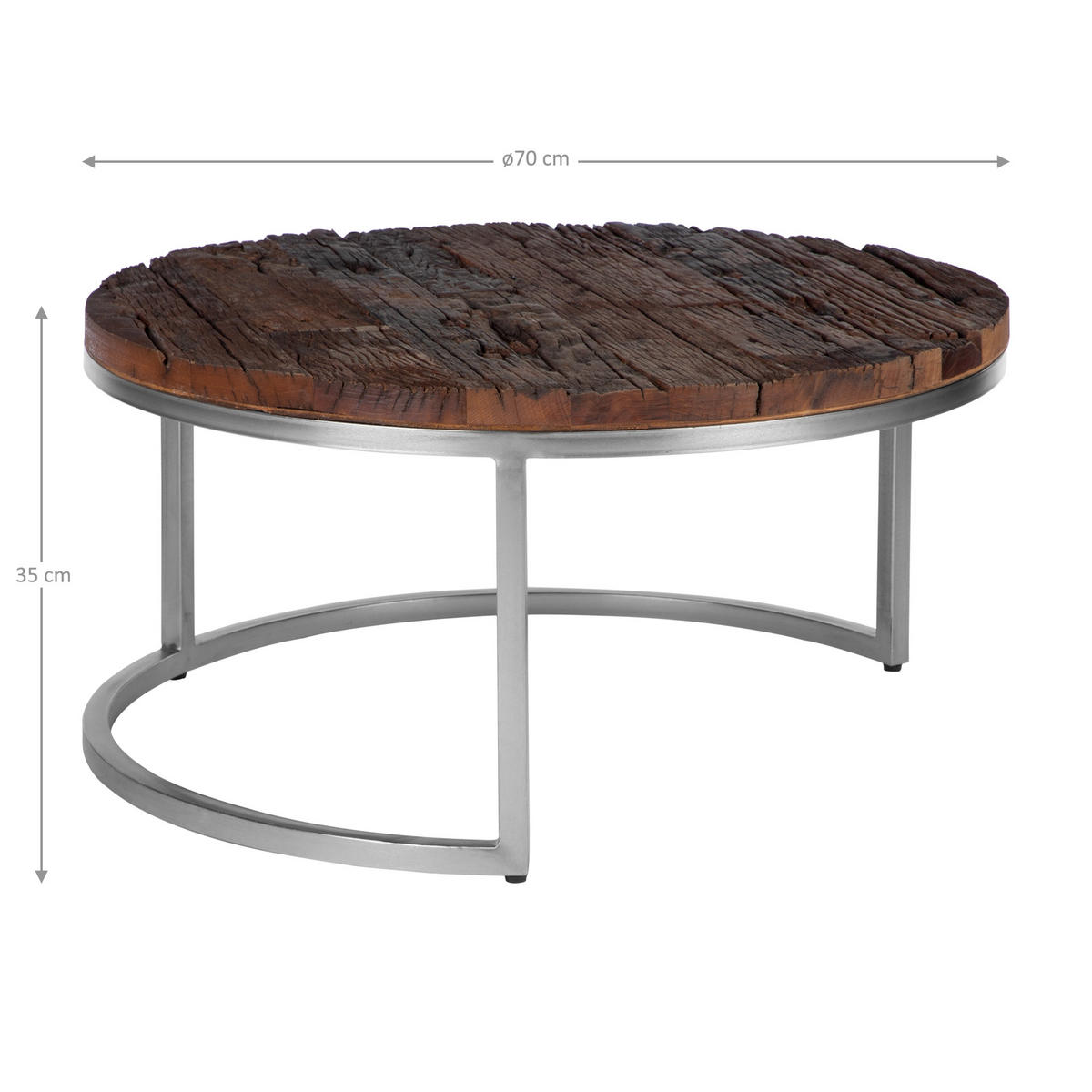 COUCHTISCH rund Natur Ø 70/35 - 56/29 cm - Naturfarben, Holz (70/35/70cm) - WOMO-DESIGN