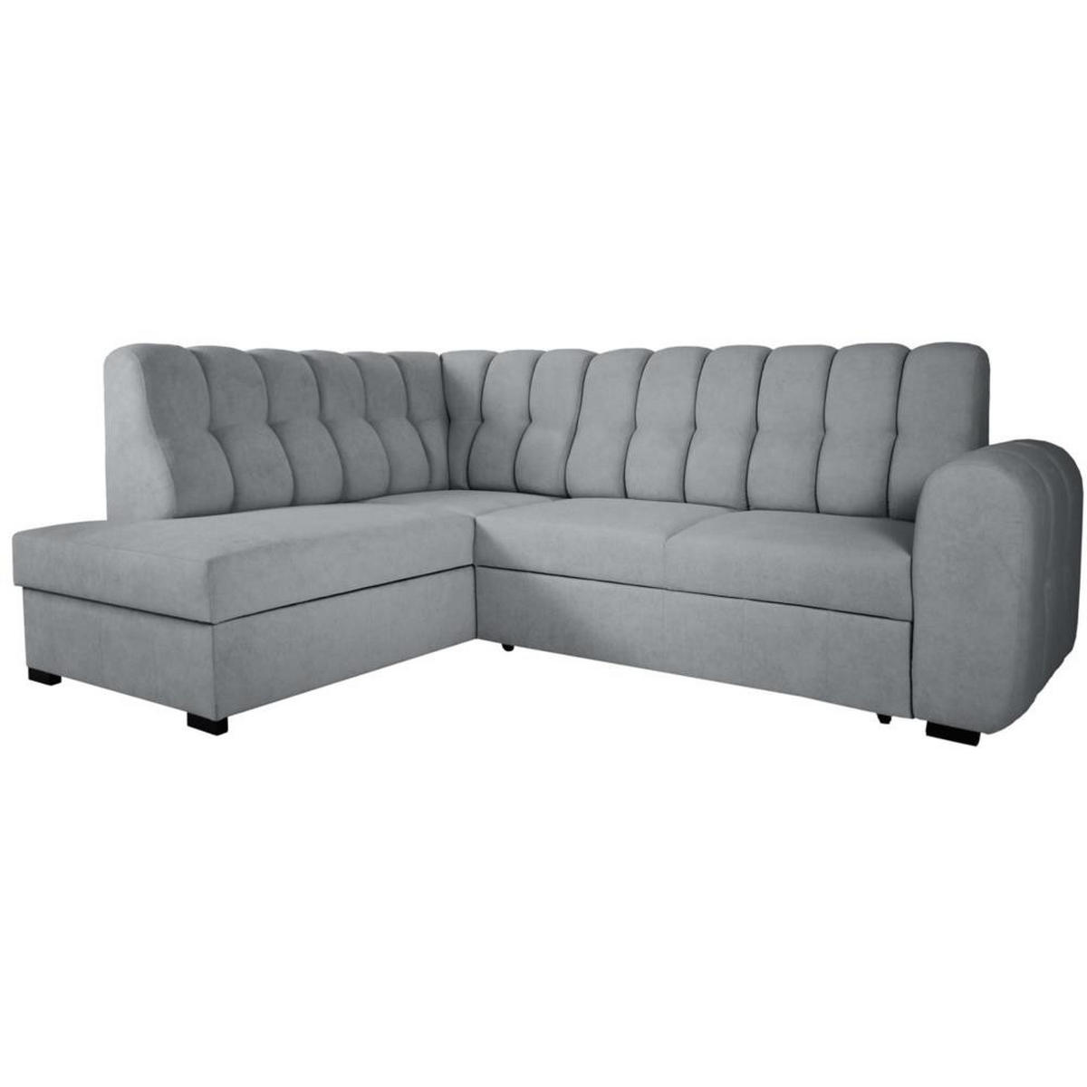 ECKSCHLAFSOFA Zoja links hellgrau - Hellgrau/Schwarz, Textil (261/193cm) - Beautysofa