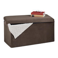 SITZBANK - Braun, Holzwerkstoff/Textil (77/38/39cm) - Relaxdays