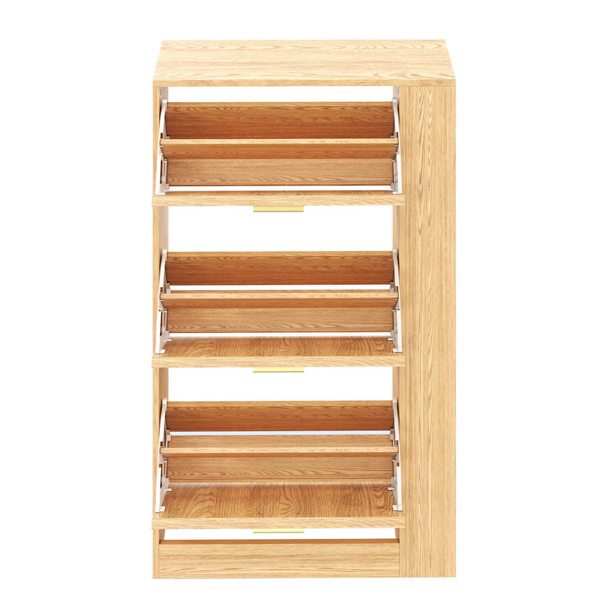 SCHUHSCHRANK 70/23,5/115 cm mit 3 Türen, offenen Seitenfächern und MDF-Korpus, Natur - Naturfarben, Holzwerkstoff (70/115/23.5cm) - Redom