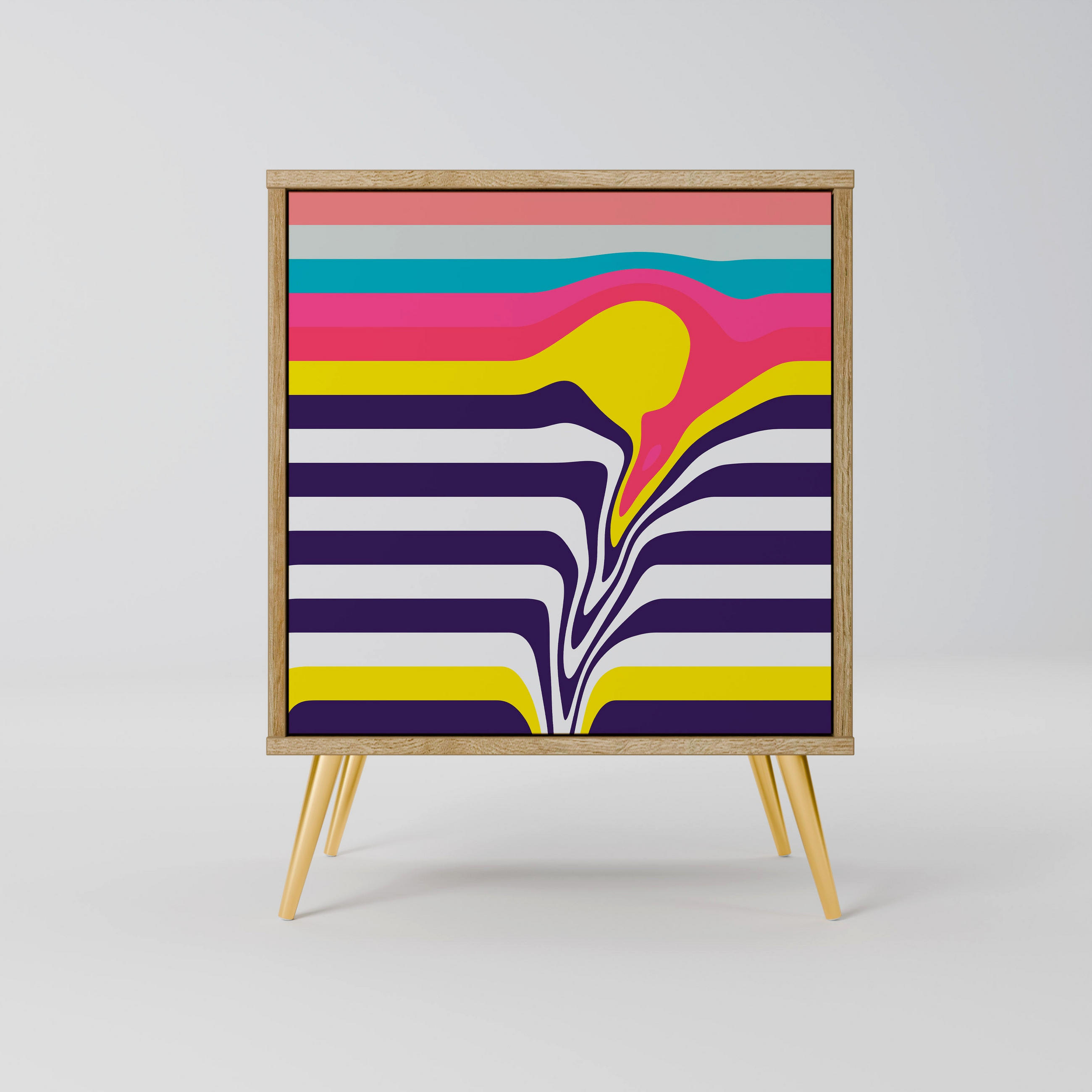 SIDEBOARD TONE COLLAPSE, Eichefarben, 57,5x42x75,5 cm, Goldfarbene Metallfüße - Eichefarben/Goldfarben, Holzwerkstoff/Metall (57.5/75.5/42cm) - SpaceRebels