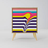 SIDEBOARD TONE COLLAPSE, Eichefarben, 57,5x42x75,5 cm, Goldfarbene Metallfüße - Eichefarben/Goldfarben, Holzwerkstoff/Metall (57.5/75.5/42cm) - SpaceRebels