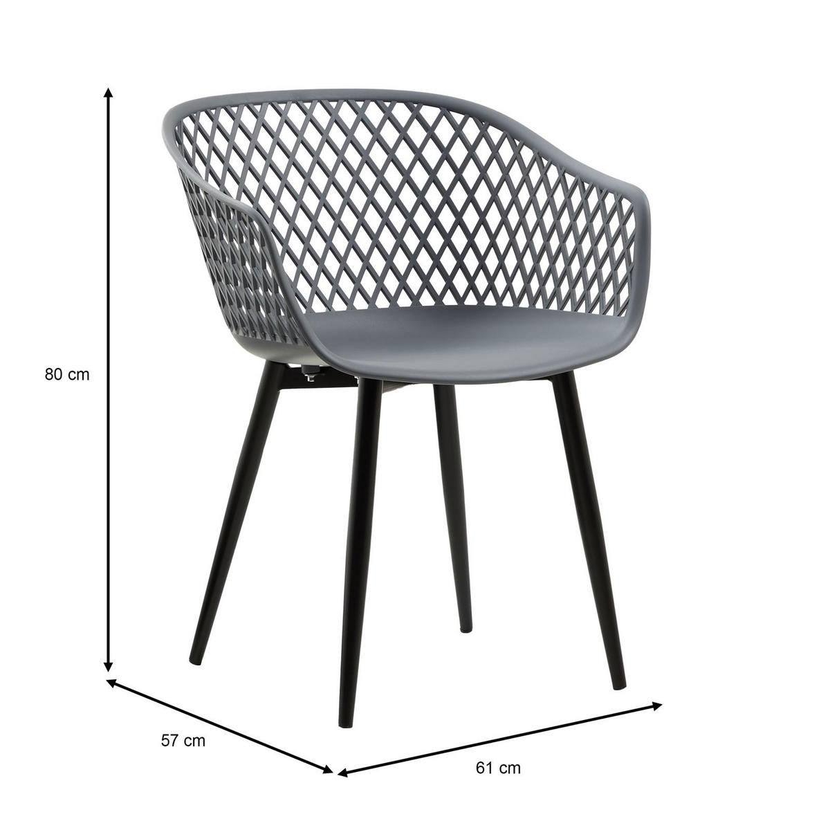 GARTENSTUHL MEDEIRA 4er-Set anthrazit - Anthrazit, Textil (61/80/57cm) - IDIMEX