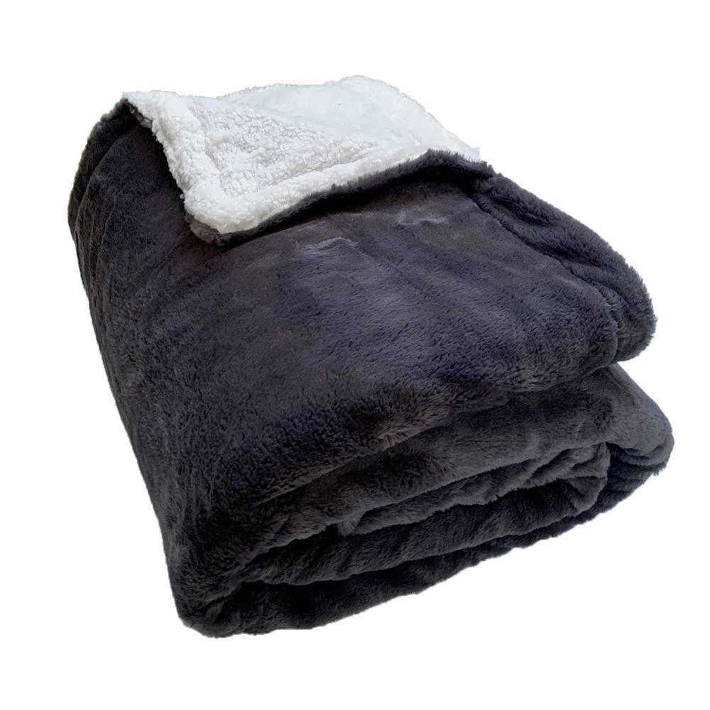 PLAID Fleecedecke XL Nachahmung "Kaninchen" 220 x 240 Grau - Grau, Textil (220/240cm) - LE COMPTOIR DE LA PLAGE