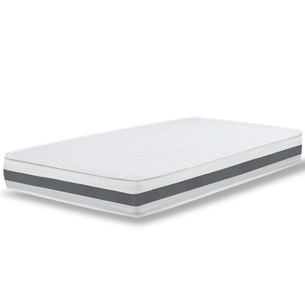 MATRATZE 120x200 cm aus hypoallergenem Waterfoam, 20 cm | Wattierung aus Vlies und Bezug aus atmungsaktivem 3D-Gewebe, anti-milben und antifungizid - Weiß, Textil (120/200cm) - The White Stone