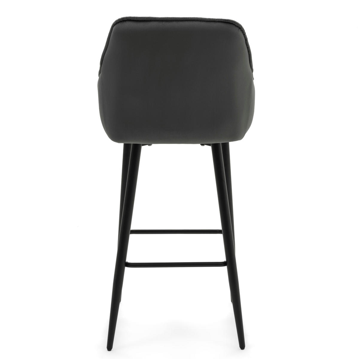 BARHOCKER SIENA gepolstert mit Steppung - grau - Samt Velours - Schwarz/Grau, Metall (53/107/52cm) - NEW HOME