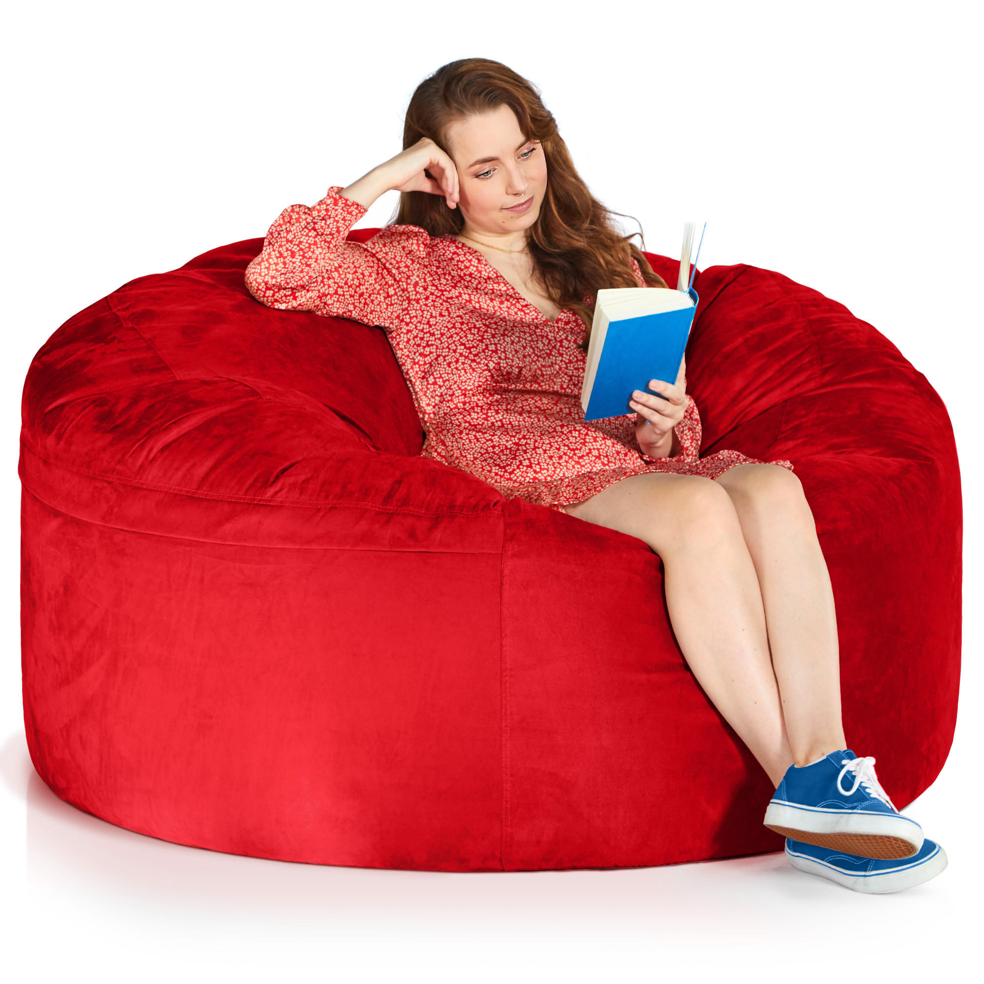 RIESEN-SITZSACK XXL JUMBO Velours 5ft - Rot, Textil (150/120/150cm) - Green Bean