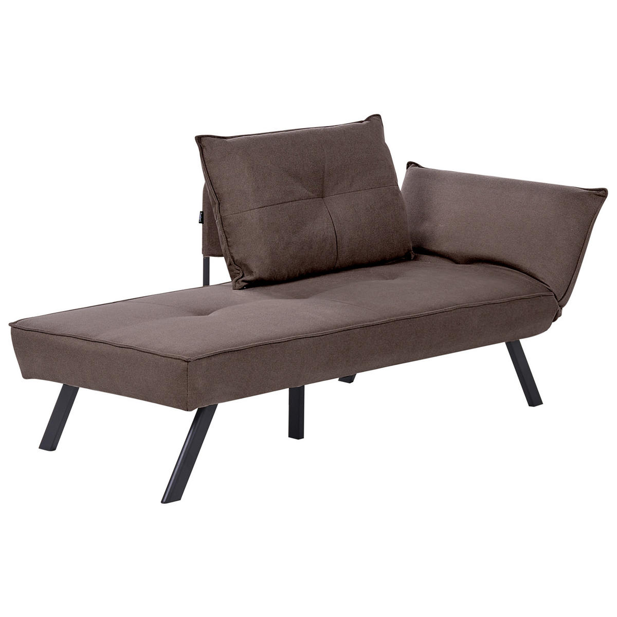 ČALOUNĚNÉ LEHÁTKO CHAISE LONGUE PRAVOSTRANNÉ Látka Hnědé Rocamadour - černá/hnědá, textil (150/83/72cm) - Beliani