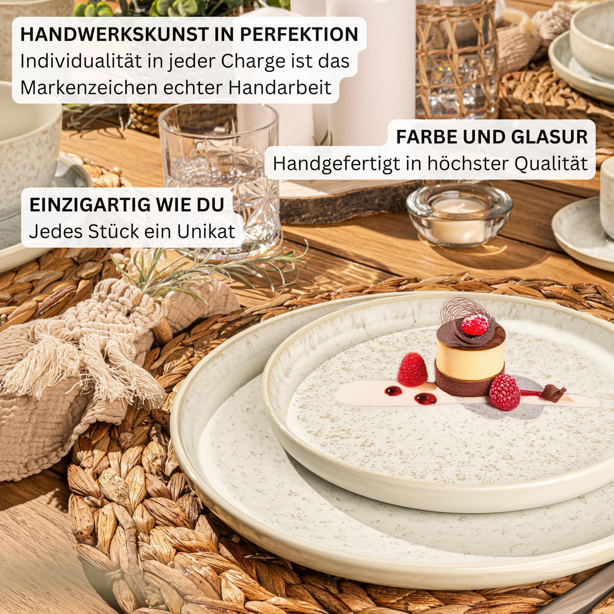 TAFELSERVICE KEY WEST - 18 teilig aus Steingut - Creme, Stein (27/6.5/27cm) - Sänger