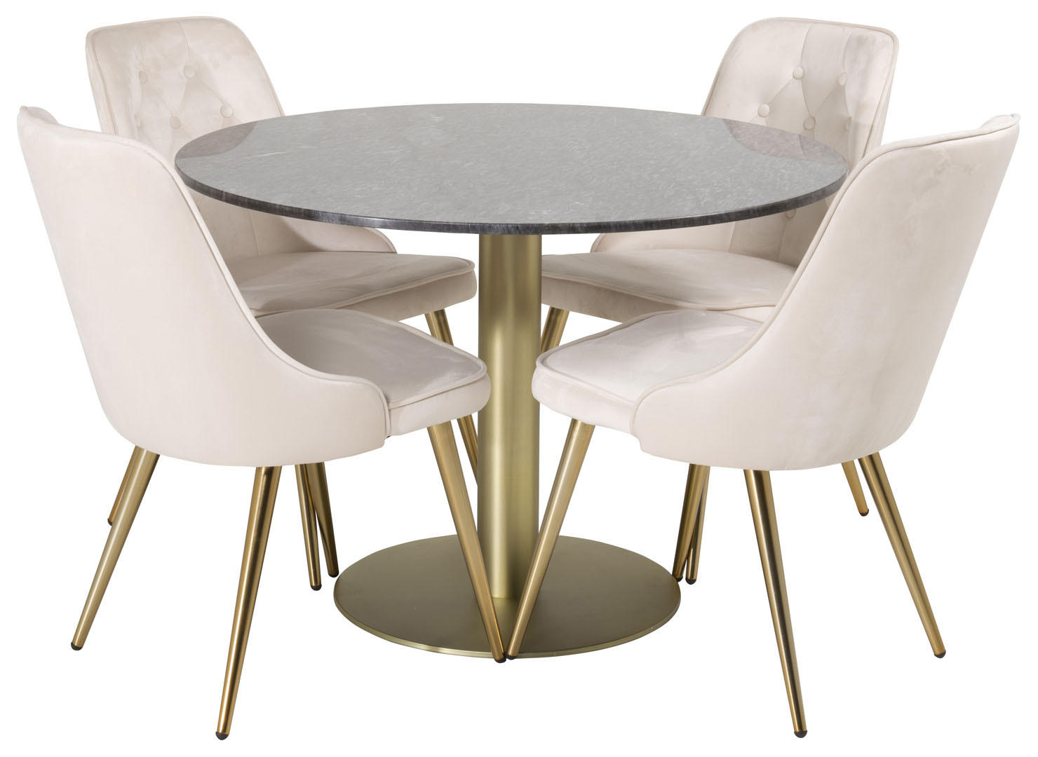 TISCHGRUPPE Beige - Beige/Messingfarben, Holzwerkstoff (106/75/106cm) - ebuy24