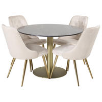 TISCHGRUPPE Beige - Beige/Messingfarben, Holzwerkstoff (106/75/106cm) - ebuy24