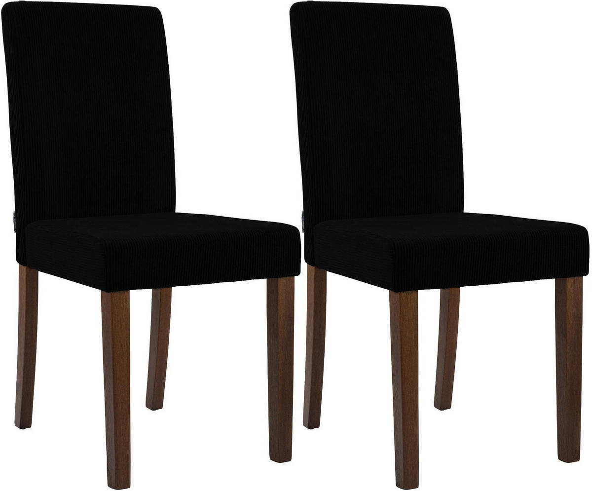 ESSZIMMERSTUHL 2er Set Cord Schwarz - Schwarz, Holz/Textil (41/91/47cm) - CLP