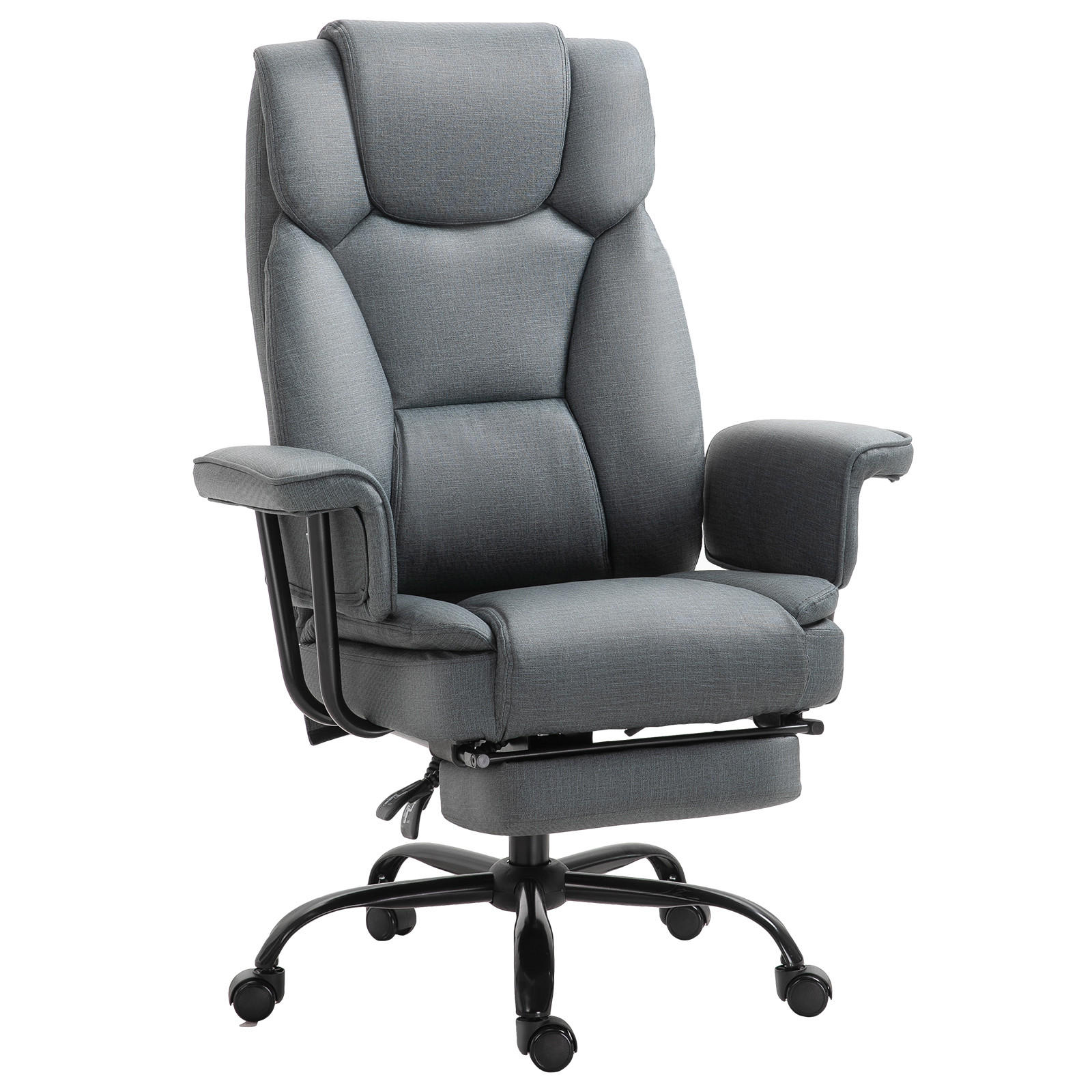 BÜROSTUHL höhenverstellbar Chefsessel Computerstuhl mit Fußstütze 360° PU - Grau, Leder (80/126/68cm) - Vinsetto