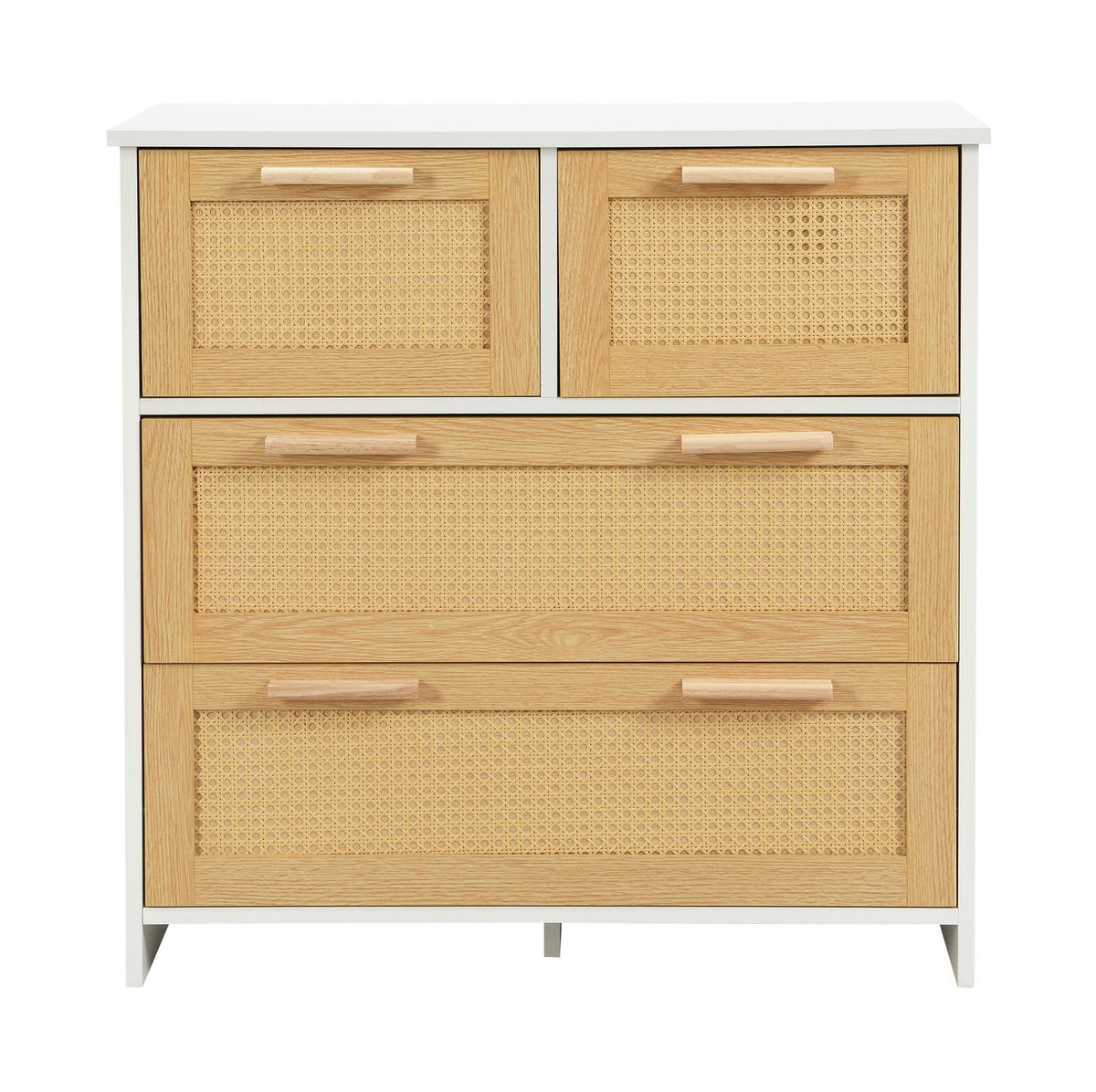 KOMMODE 80/80/38 cm Natur/Weiß aus MDF mit 4 Schubladen - Weiß, Holzwerkstoff (80/38/80cm) - OKMYHOME
