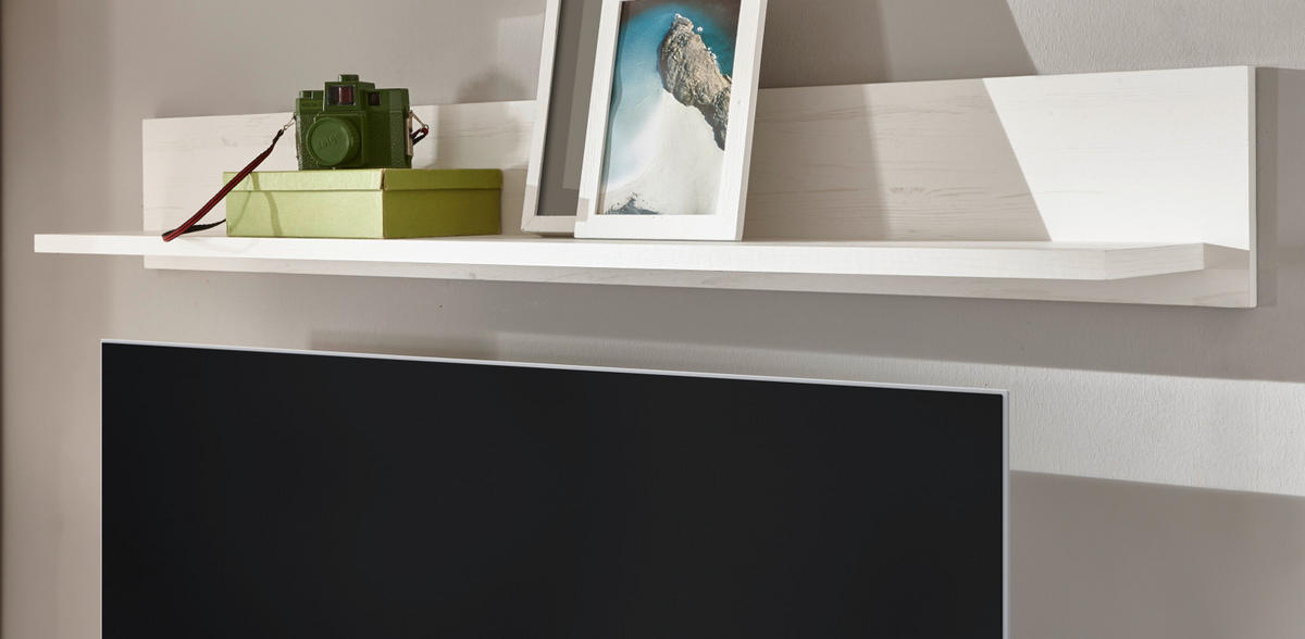 WANDBOARD weiß Pinie, Landhaus Wandregal 146 cm Bücherregal - Eiche Wotan/Weiß, Holzwerkstoff (146/20/20cm) - Furn.Design