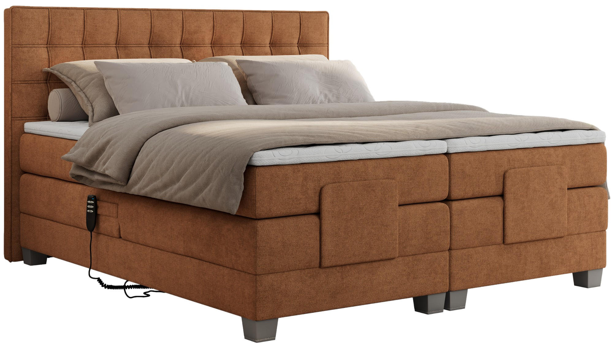 BOXBETT ELEKTRO 180/200 Orange Struktur - H3 - Orange, Holz/Textil (180/200cm) - MKS