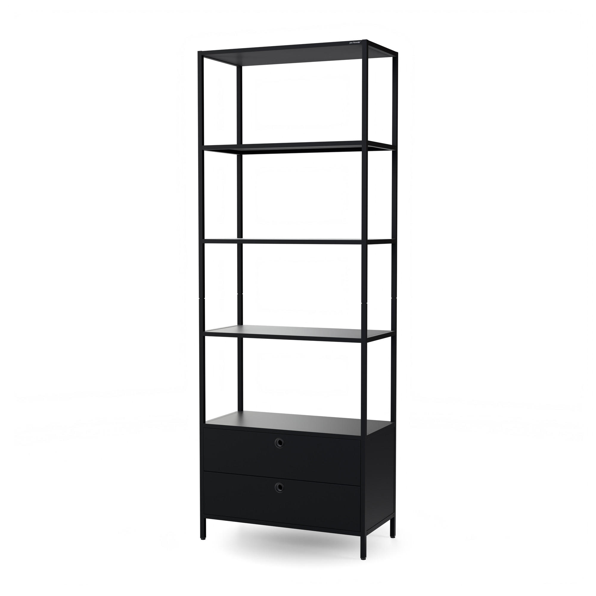 BÜRO-REGAL mit Schubladen ARIEL 80 × 220 × 40 cm - Schwarz, Metall (80/220/40cm) - Jan Nowak