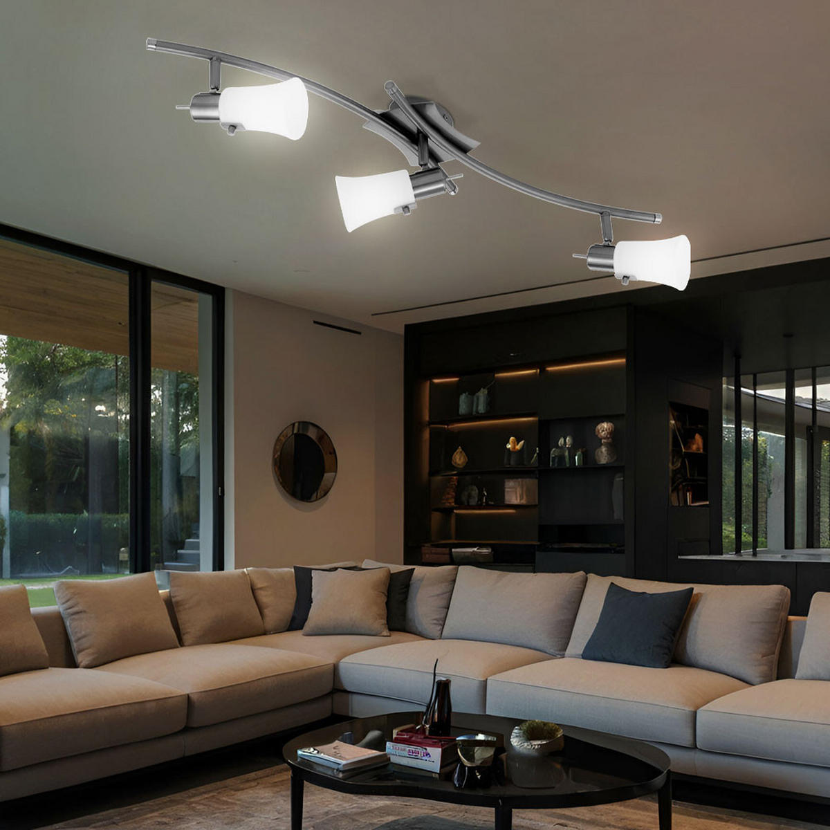 LED DECKENLEUCHTE Busto Silber Stahl Glas - Silberfarben, Glas (76.5/10/10cm)