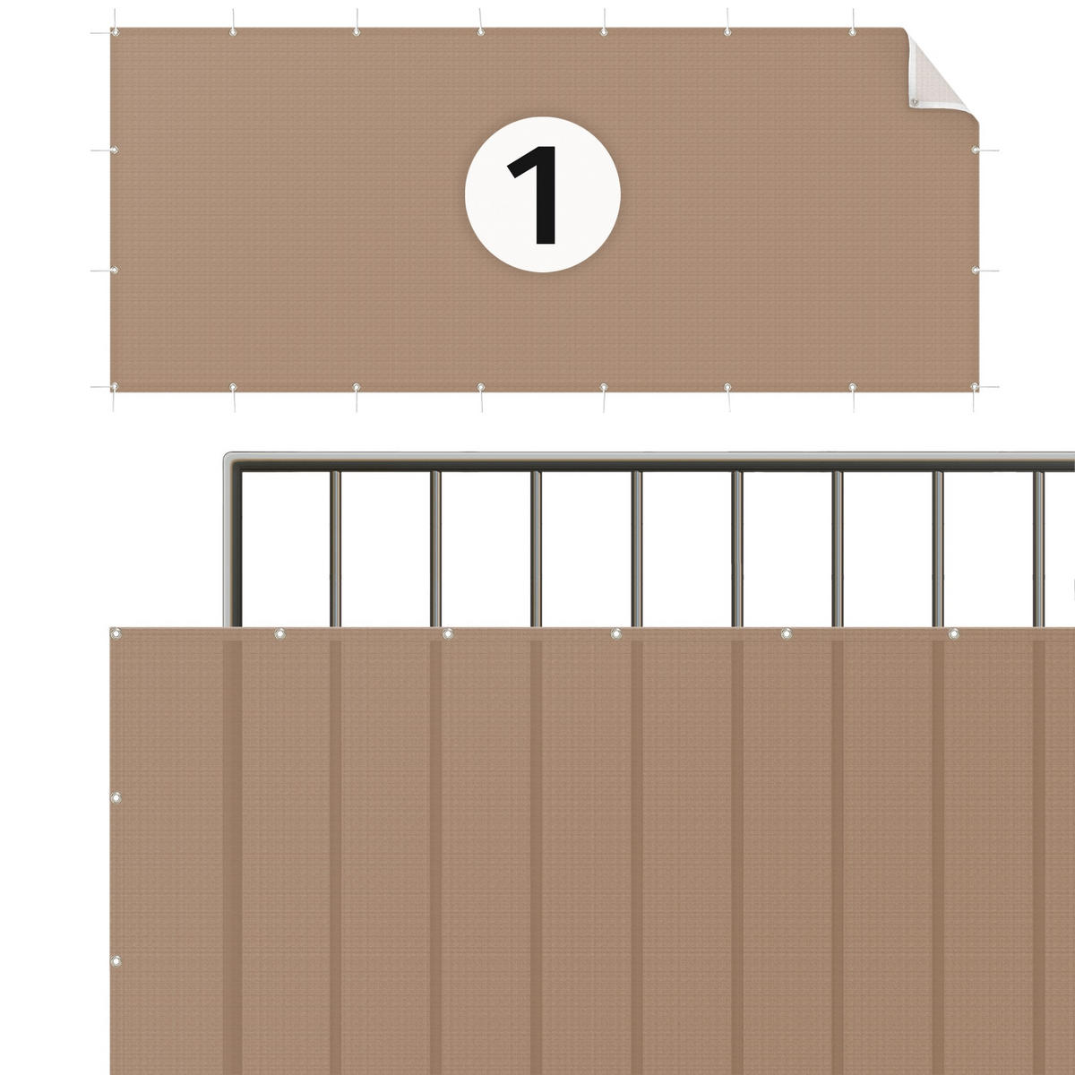 BALKON SICHTSCHUTZ Beige 650/75 cm - Beige, Kunststoff (650/75cm) - Bilderwelten