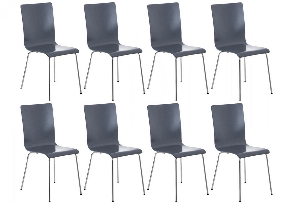 BESUCHERSTUHL 8er Set Holz grau - Grau, Holz/Metall (43/87/47cm) - CLP