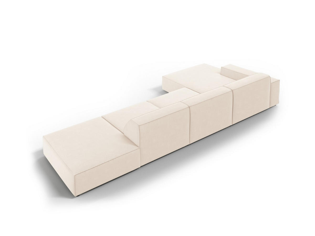 ECKSOFA links Jodie aus Samt leichtes beige 5 Sitzplätze - Beige, Textil (166/341cm) - Micadoni