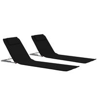 KLAPPBARE Strandmatte 2Er Set Stahl Und Stoff Schwarz - Schwarz, Textil (53/47/56cm) - vidaXL