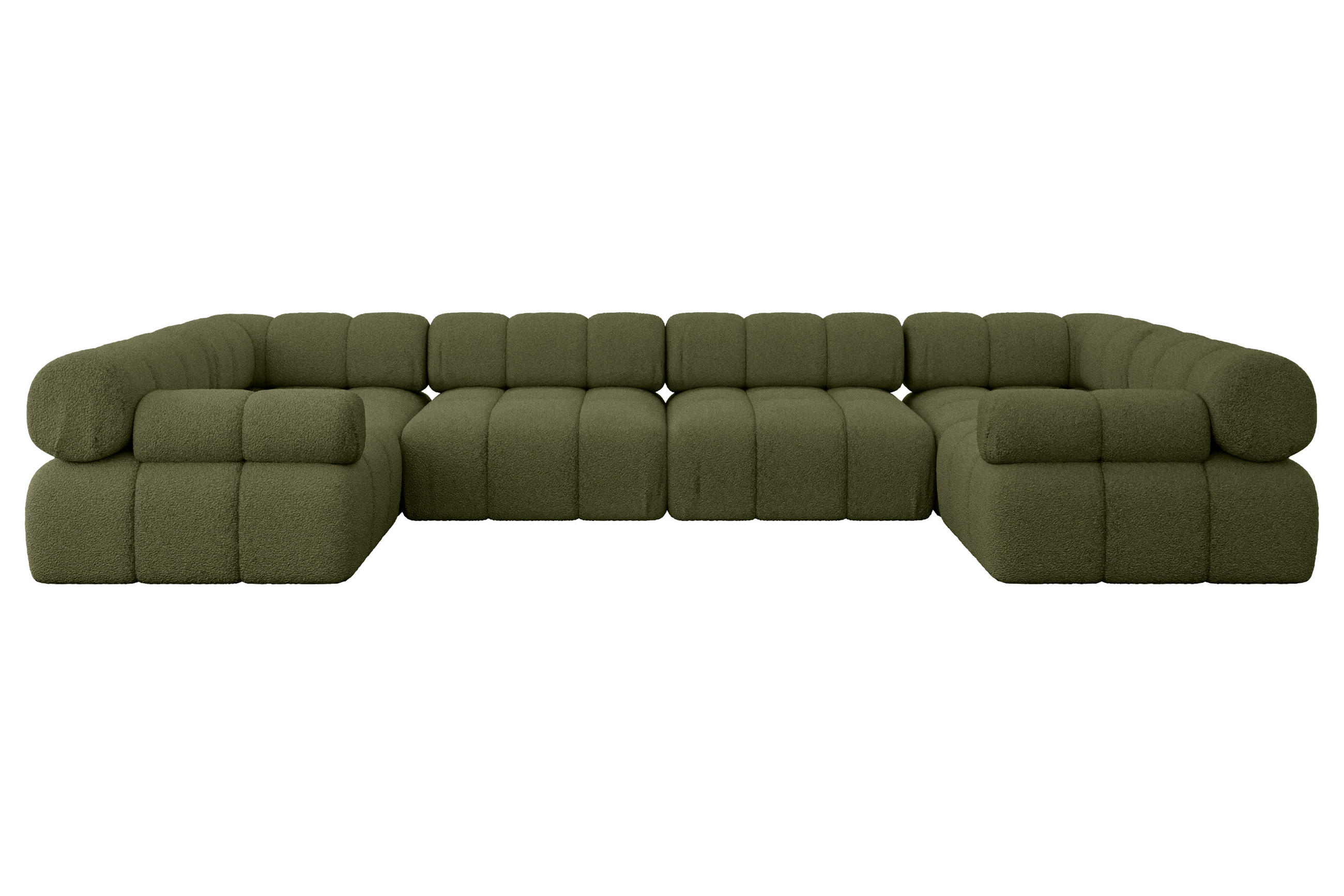 WOHNLANDSCHAFT modulares Sofa Birno-U2 - 380x190x70 cm Grün Bouclé - Grün, Holzwerkstoff/Textil (380/70/190cm) - ALTDECOR