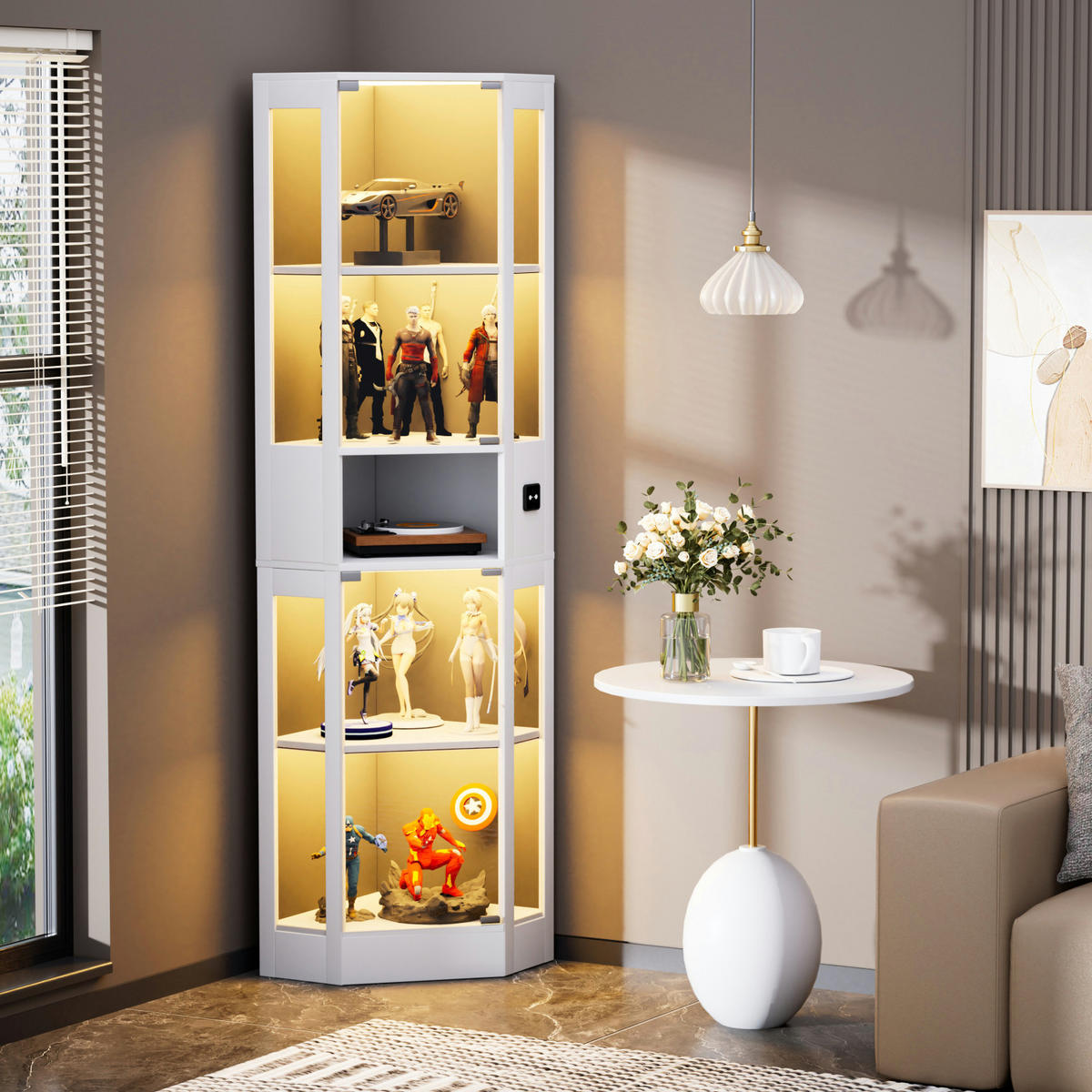VITRINENSCHRANK mit LED Beleuchtung und Stauraum Weiß - Weiß, Glas (57/165/40cm) - PARAFTA HOME