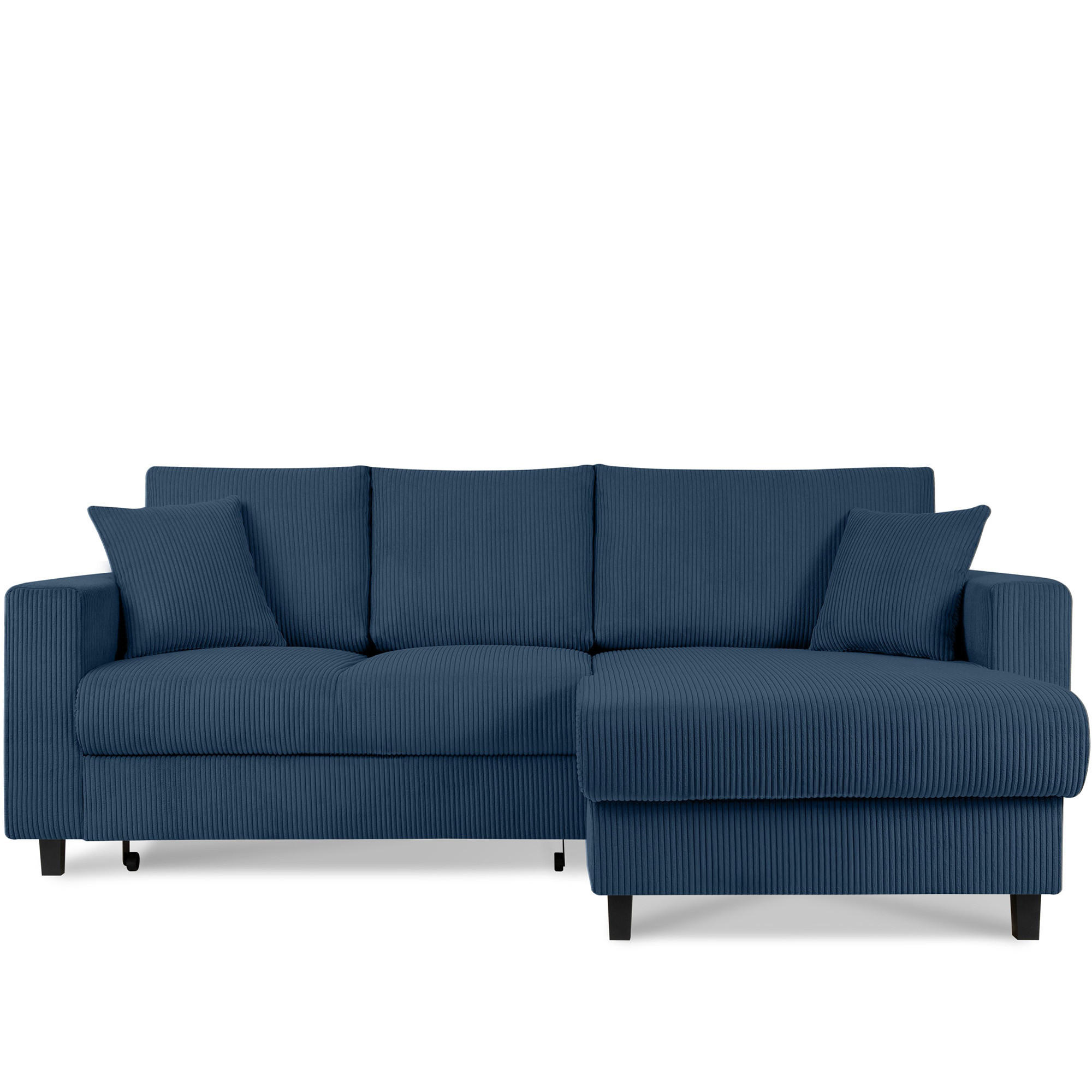 ECKSCHLAFSOFA EGRET Rechts mit Bettkasten, Cord-Stoff, marineblau - Blau/Grün, Textil (234/90cm) - KONSIMO®