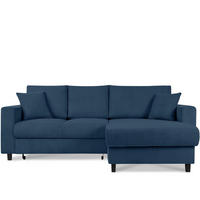 ECKSCHLAFSOFA EGRET Rechts mit Bettkasten, Cord-Stoff, marineblau - Blau/Grün, Textil (234/90cm) - KONSIMO®