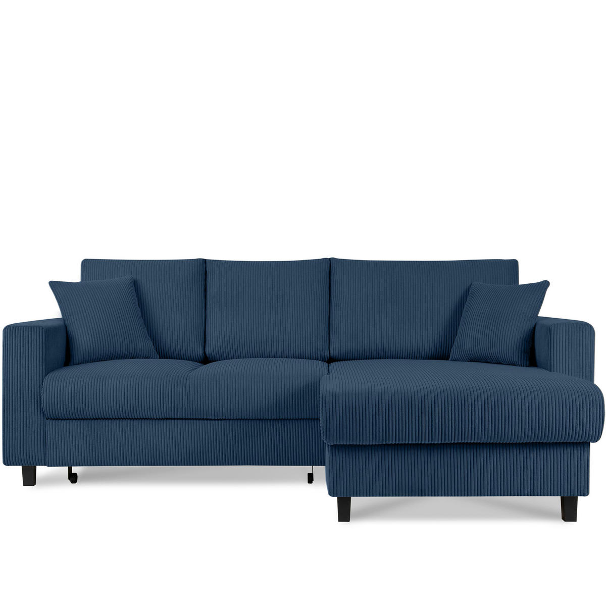 ECKSCHLAFSOFA EGRET Rechts mit Bettkasten, Cord-Stoff, marineblau - Blau/Grün, Textil (234/90cm) - KONSIMO®
