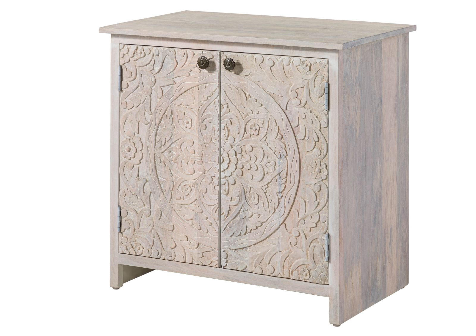 KOMMODE Mango 80x48x78 weiß geölt KASHMIR #108 - Weiß, Holz (80/78/48cm) - Massivmoebel24