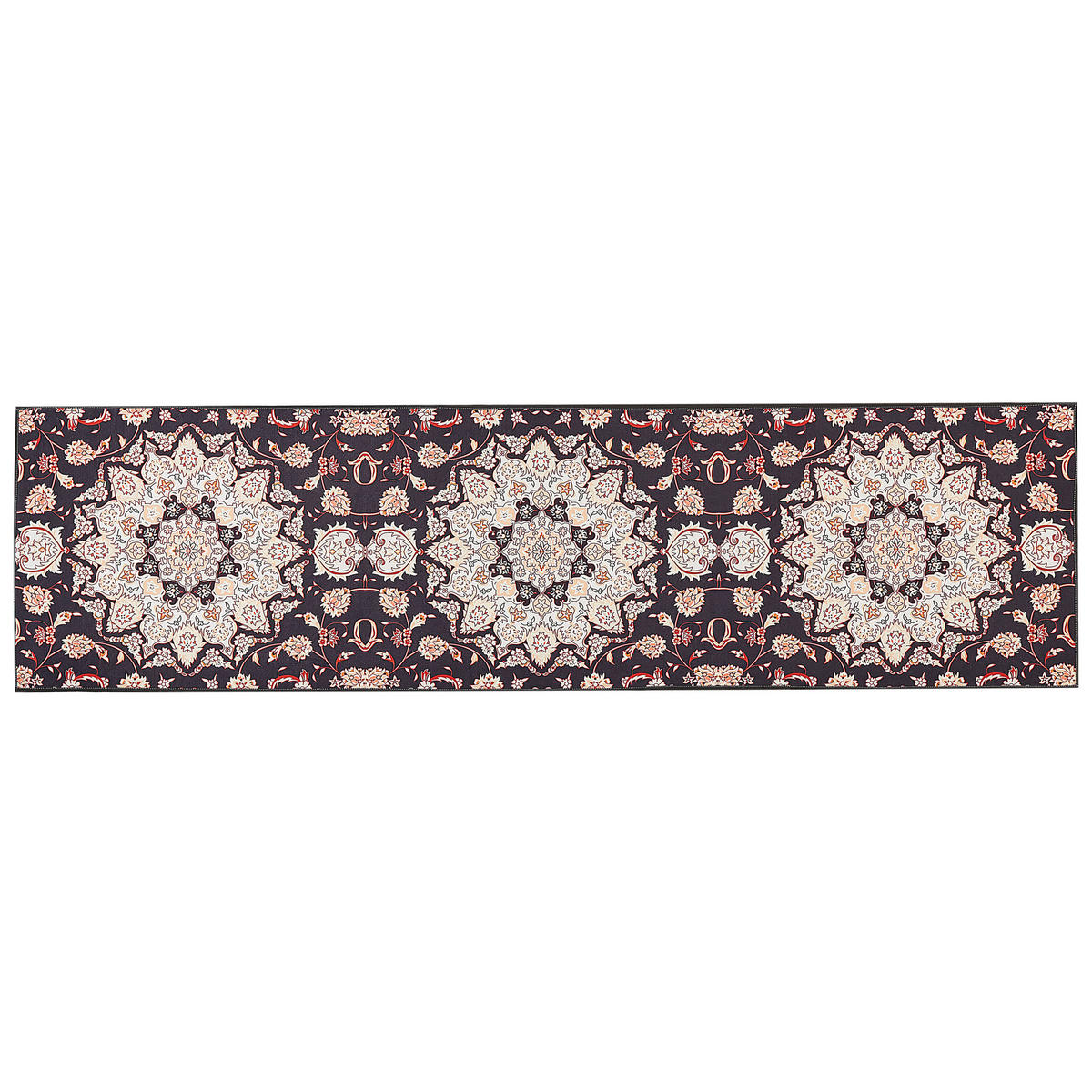 KURZFLOR-TEPPICH Schwarz 80/300 cm Aritas - Beige/Rot, Textil (80/300cm) - Beliani