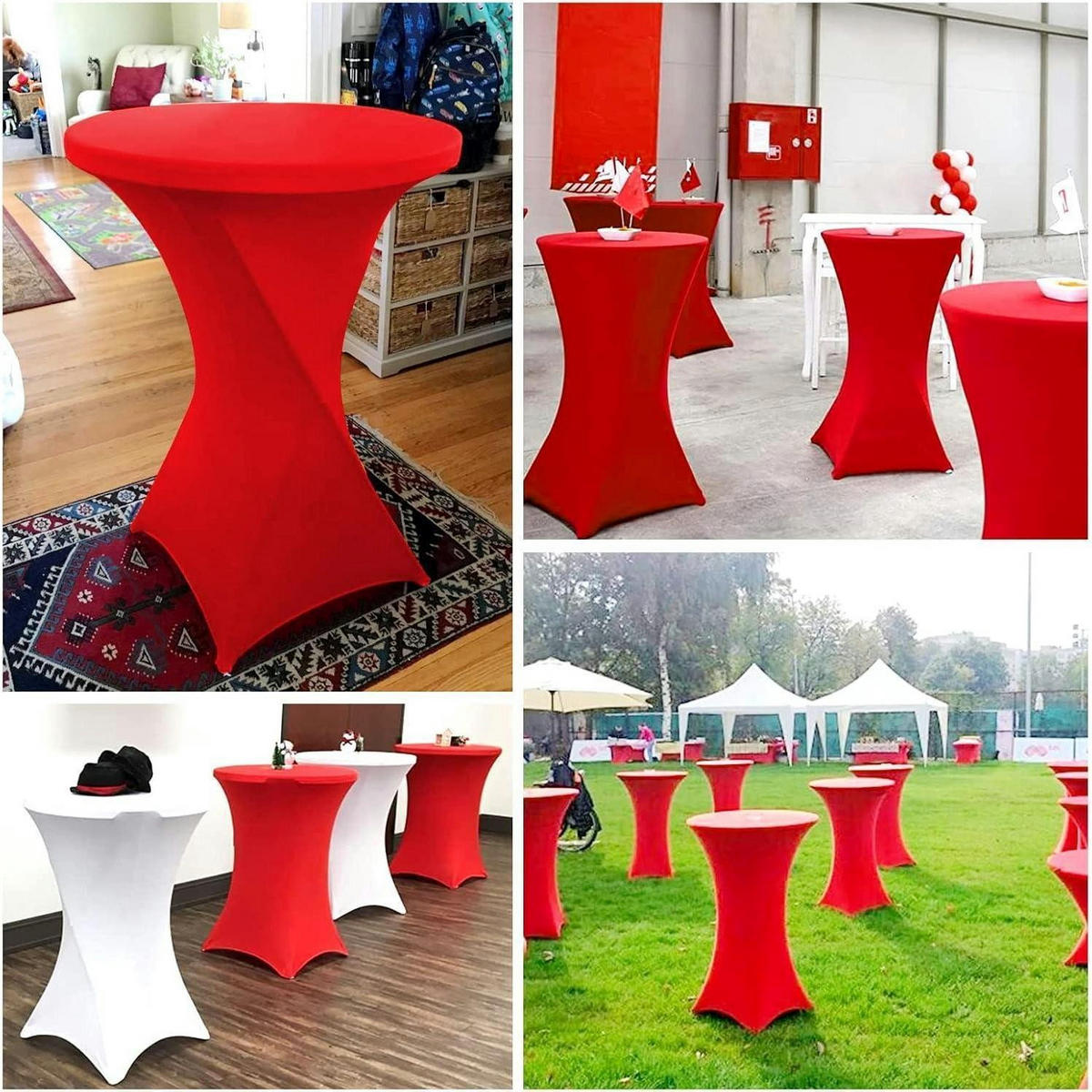 STEHTISCH Hussen 3er Set Rot 80 cm - Rot, Textil (80/80cm)