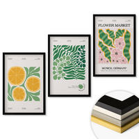 WANDBILDER 3er-Set - 40x60 cm Schwarzer Rahmen - Pastellfarbene Frucht- und Pflanzenmotive - Schwarz, Kunststoff (40/60cm) - ArtPrintCave