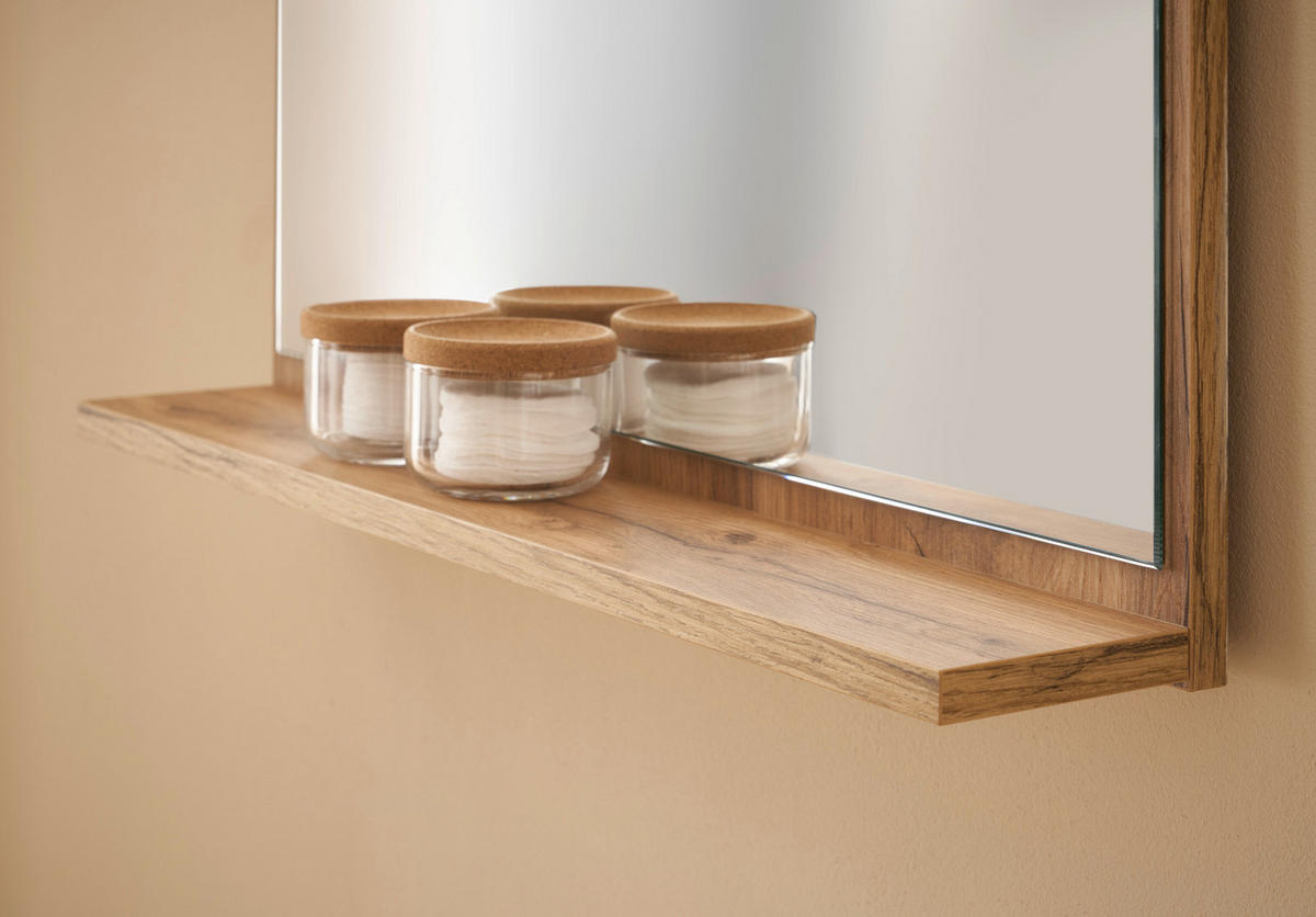 BADMÖBEL-SET 2-teilig grau matt, Wotan Eiche, Badkombination 60 cm - Eiche Wotan/Schwarz, Glas/Holzwerkstoff (61/200/34cm) - Furn.Design