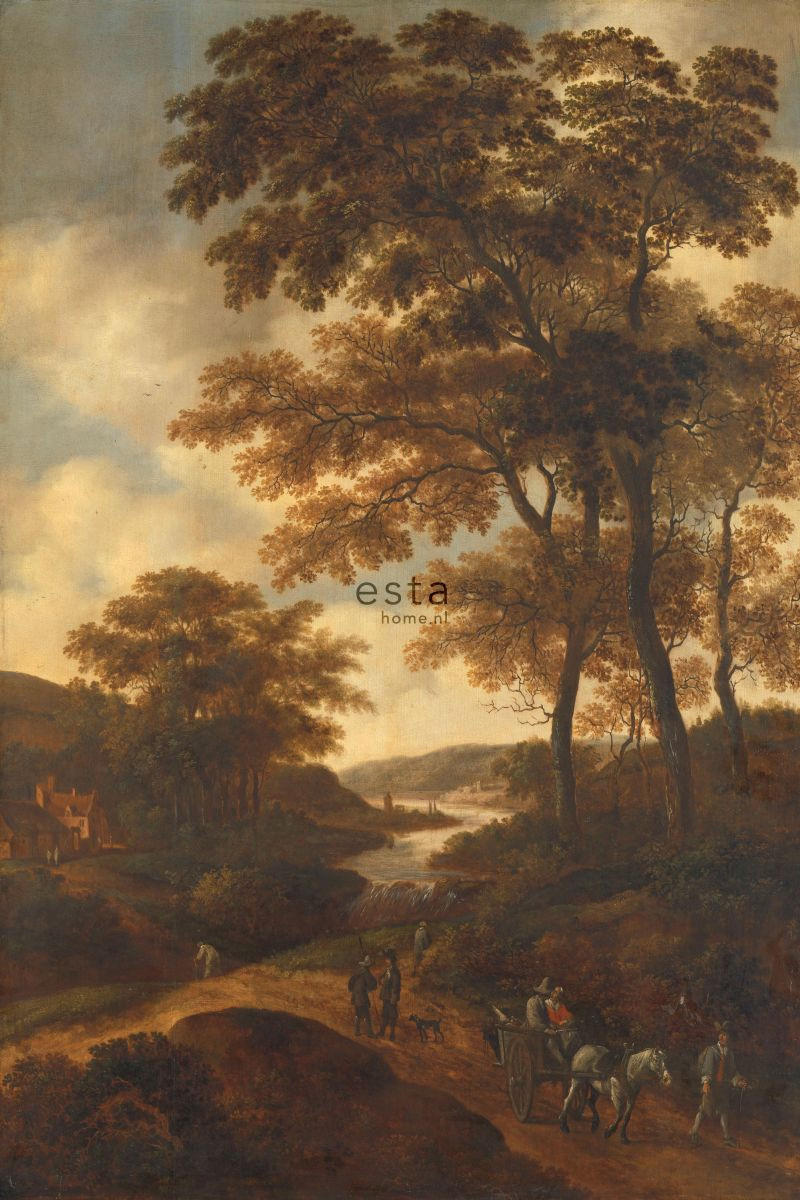 FOTOTAPETE bewaldete Landschaft 186 x 279 cm - Orange, Papier (186/279cm) - ESTAhome